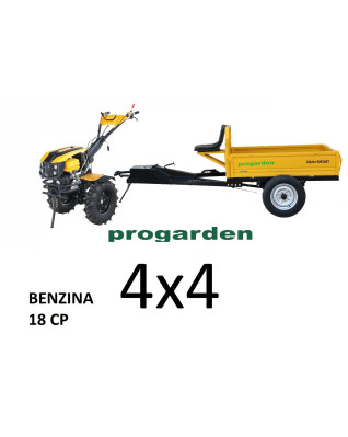 GARDEN Jednoosí traktor, malotraktor, jednonápravový traktor 1873V2 Alpine 4x4, 18HP, benzín, euro5, elektrický start, přívěs GARDEN RM500T, s náhonem 4x4